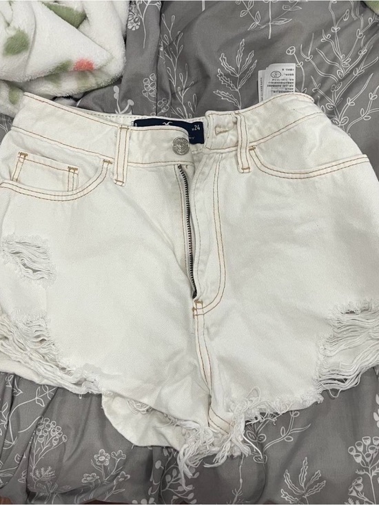 Hollister Pants - Hollister White Distressed High-Rise Denim Shorts